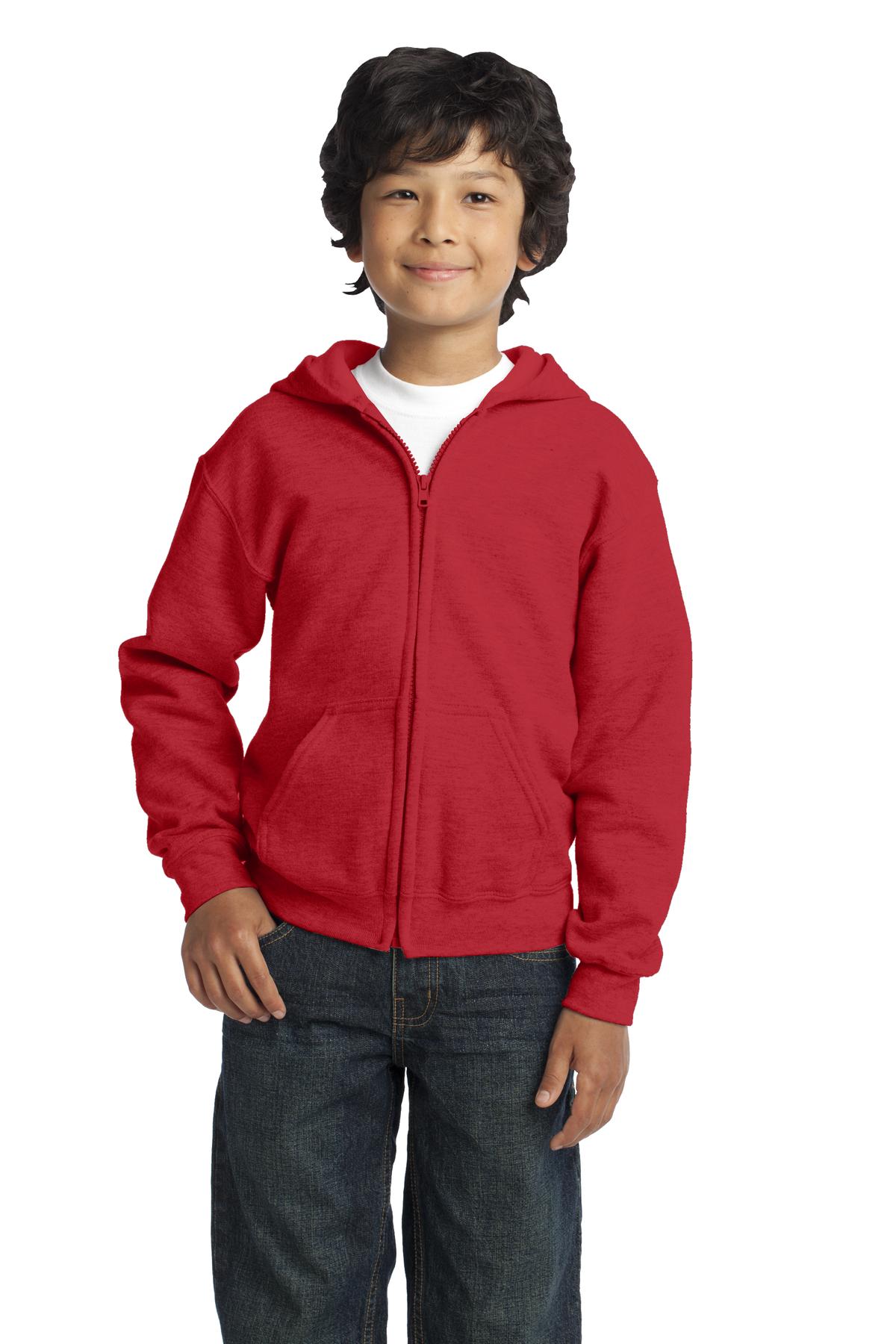 Gildan Youth Heavy Blend Full Zip Hooded Sweatshirt. 18600B