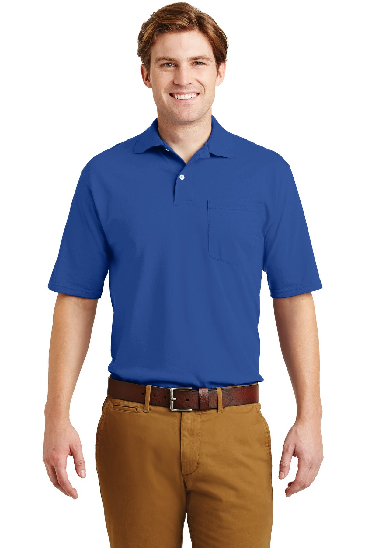 JERZEES® -SpotShield™ 5.6-Ounce Jersey Knit Sport Shirt with Pocket. 436MP