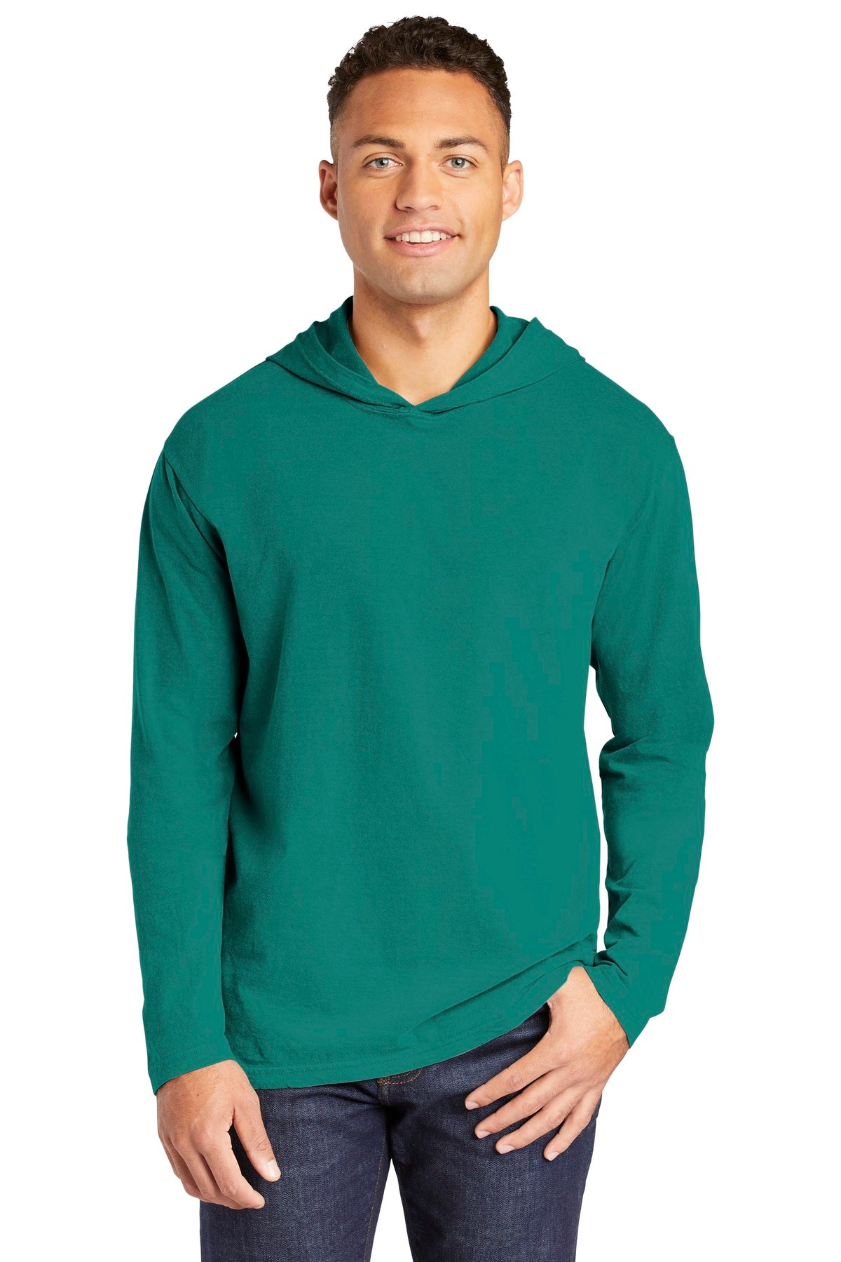 COMFORT COLORS ® Heavyweight Ring Spun Long Sleeve Hooded Tee. 4900