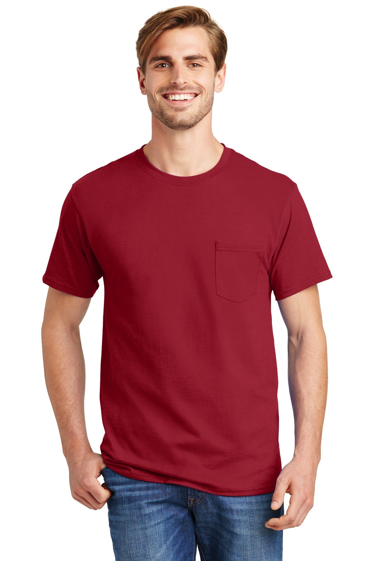 Hanes® - Tagless® 100%  Cotton T-Shirt with Pocket.  5590