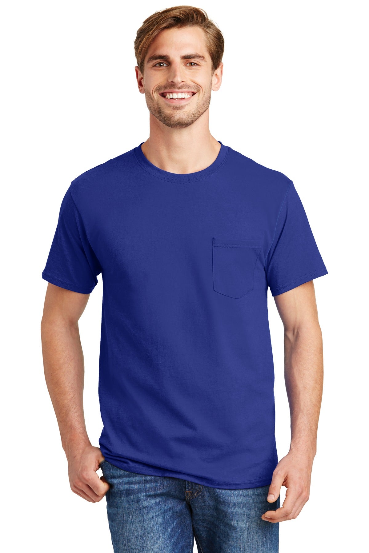 Hanes® - Tagless® 100%  Cotton T-Shirt with Pocket.  5590