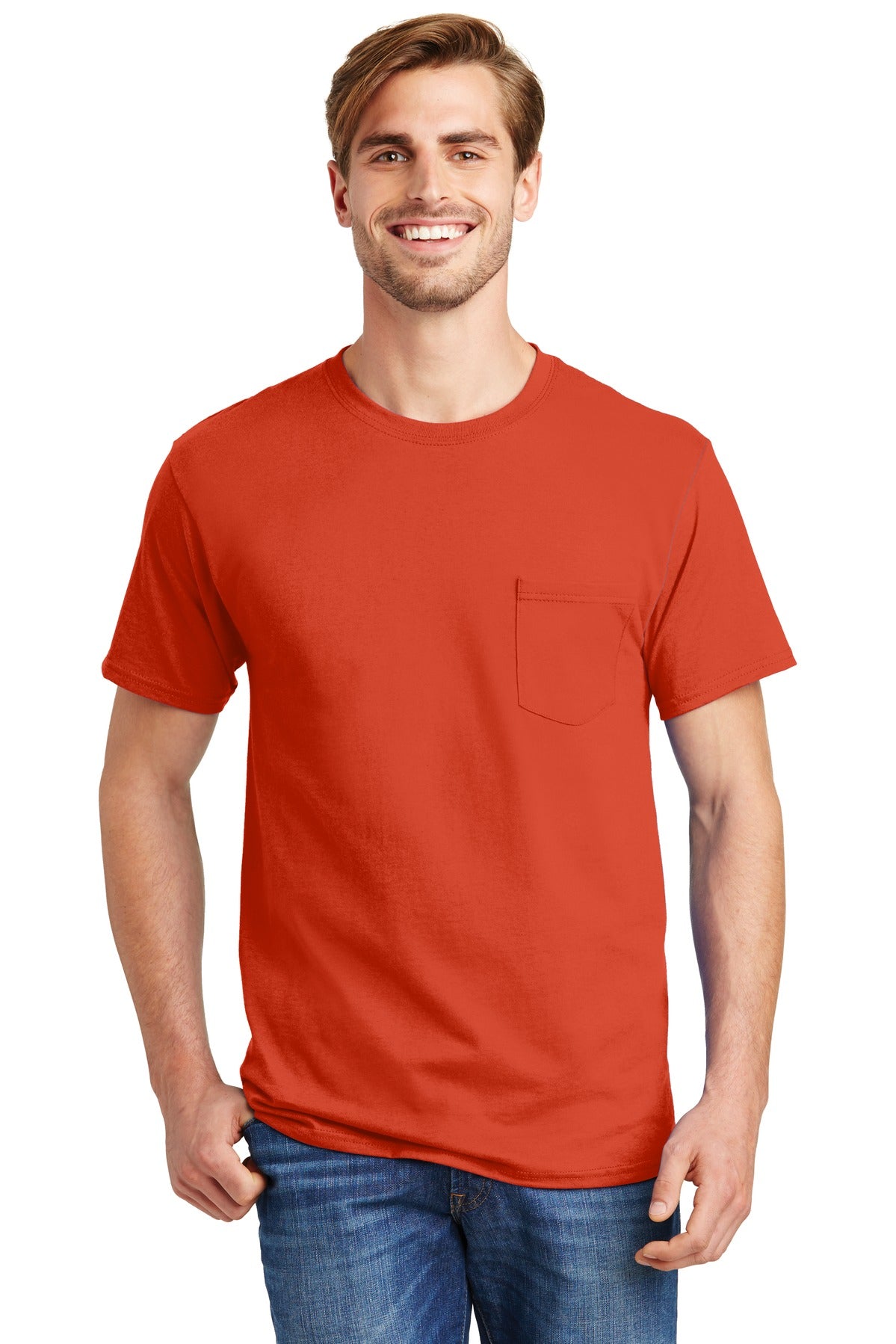 Hanes® - Tagless® 100%  Cotton T-Shirt with Pocket.  5590