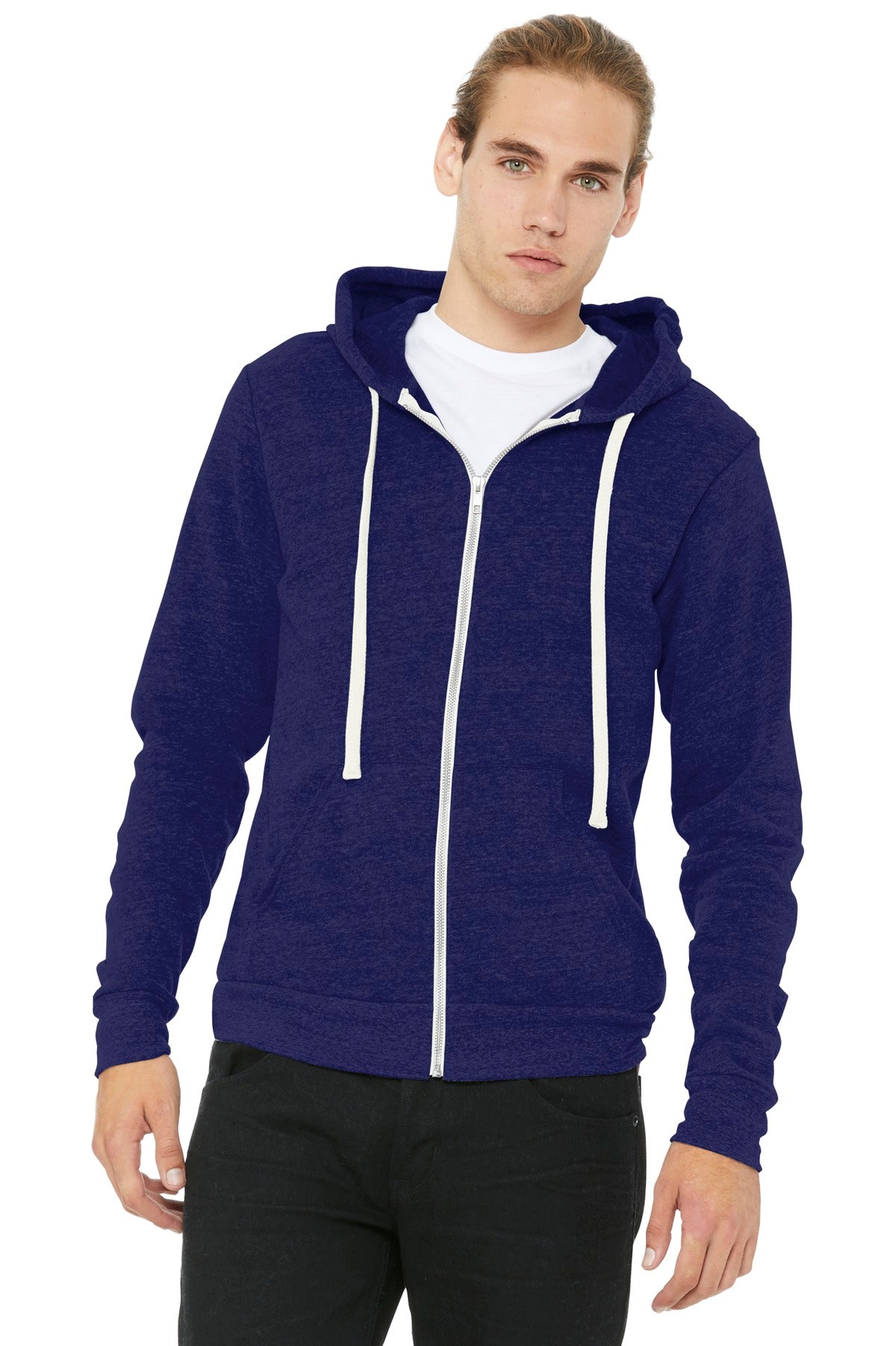 BELLA CANVAS Unisex Triblend Sponge Fleece Full Zip Hoodie. BC3909 Westside Stitch