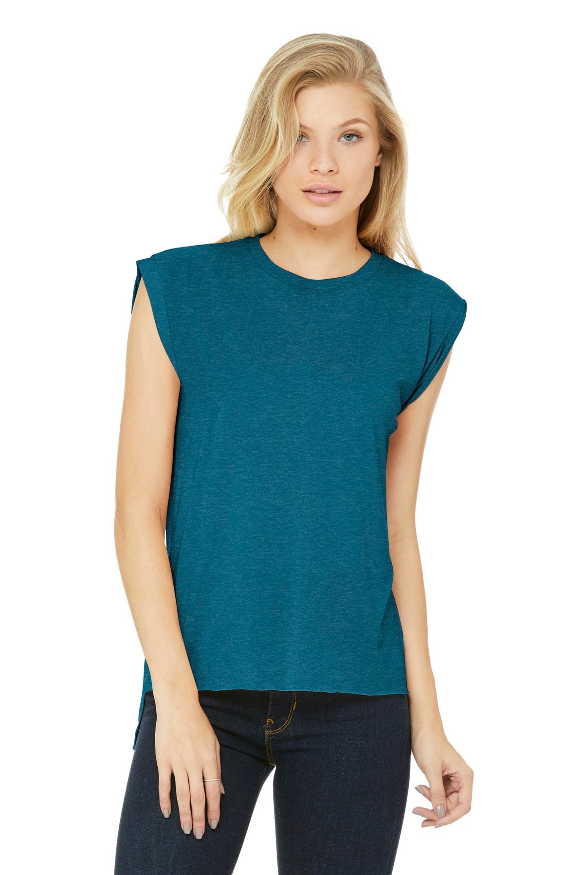BELLA+CANVAS ® Women&#39;s Flowy Muscle Tee With Rolled Cuffs. BC8804