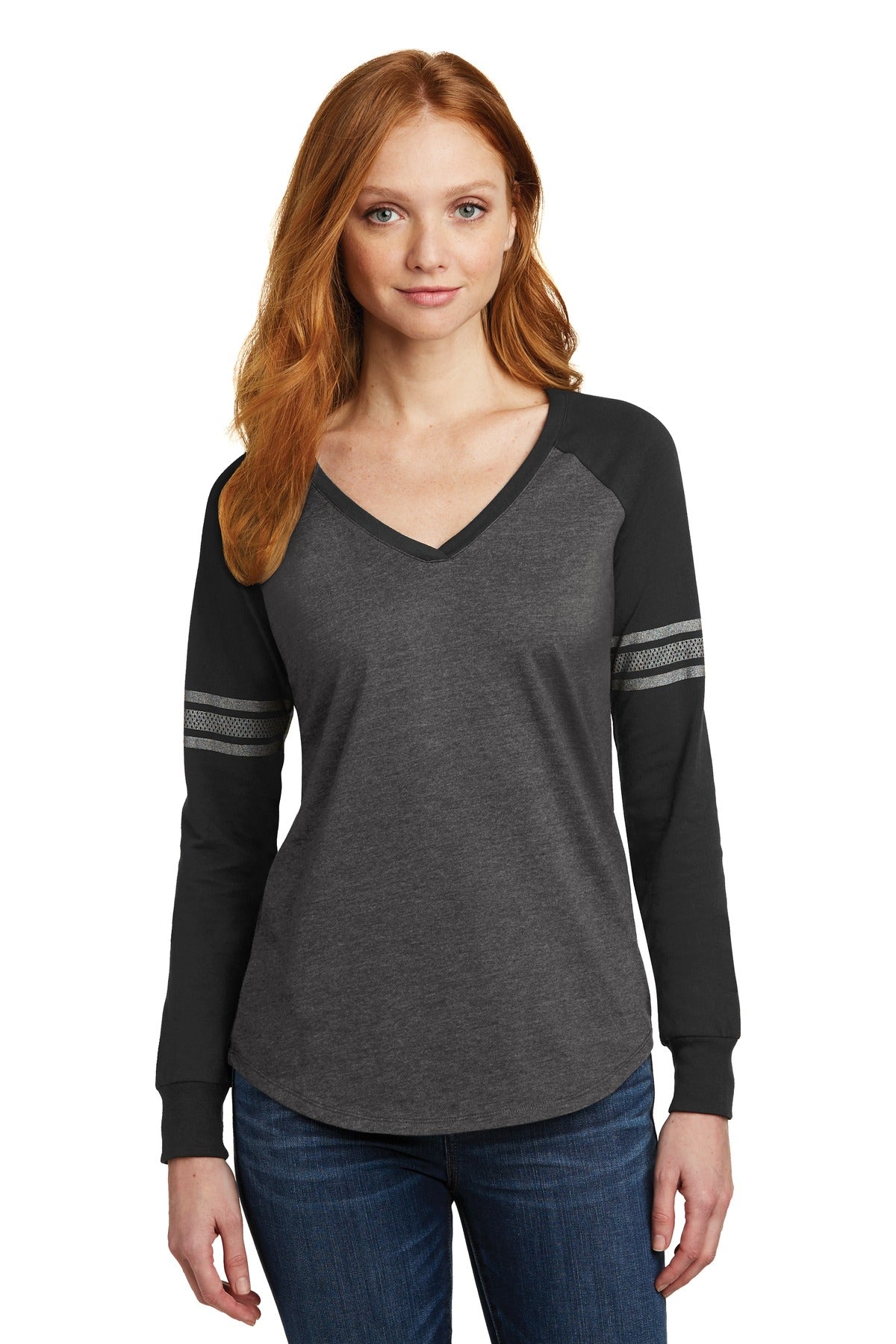 District ® Women&#39;s Game Long Sleeve V-Neck Tee. DM477