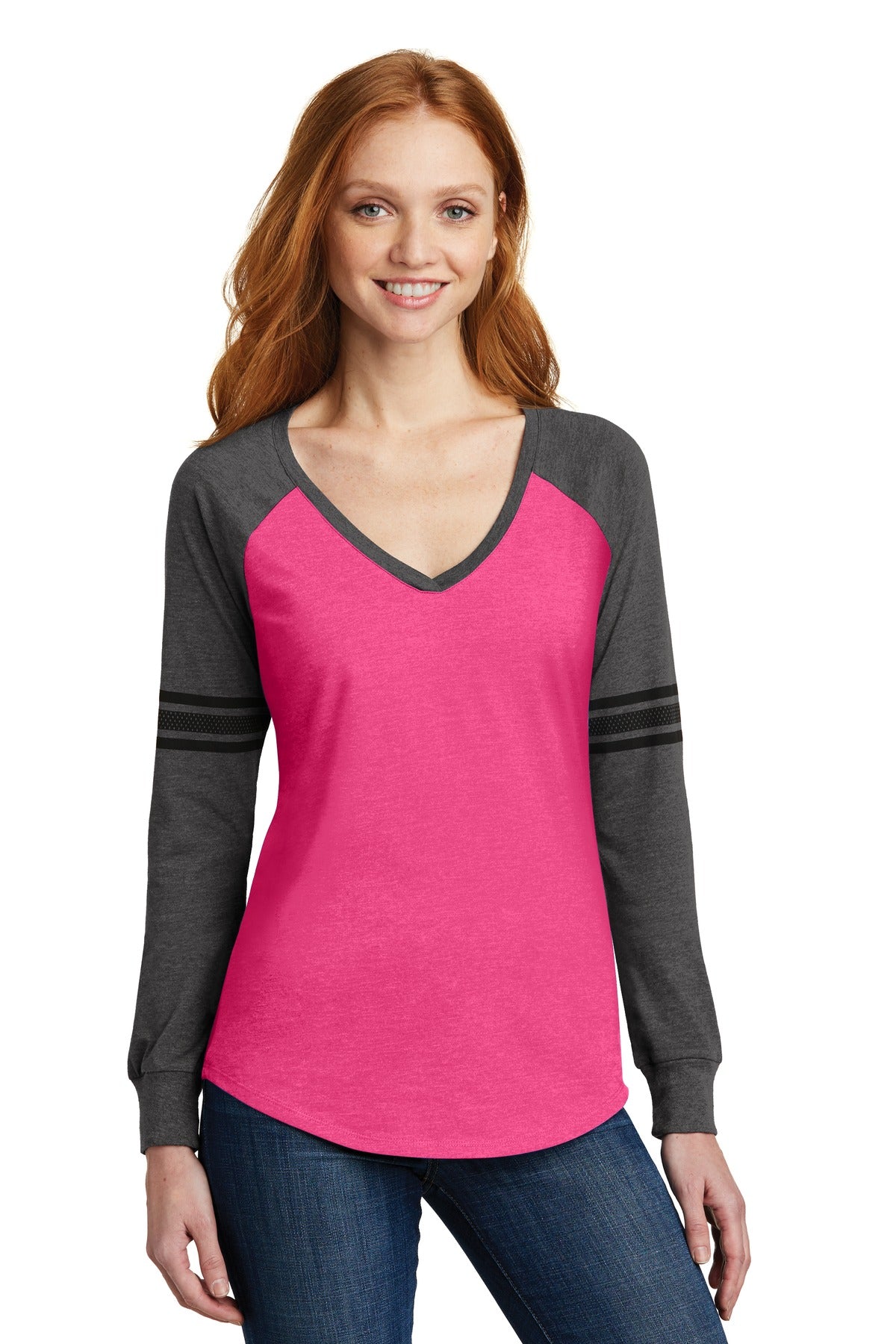District ® Women&#39;s Game Long Sleeve V-Neck Tee. DM477