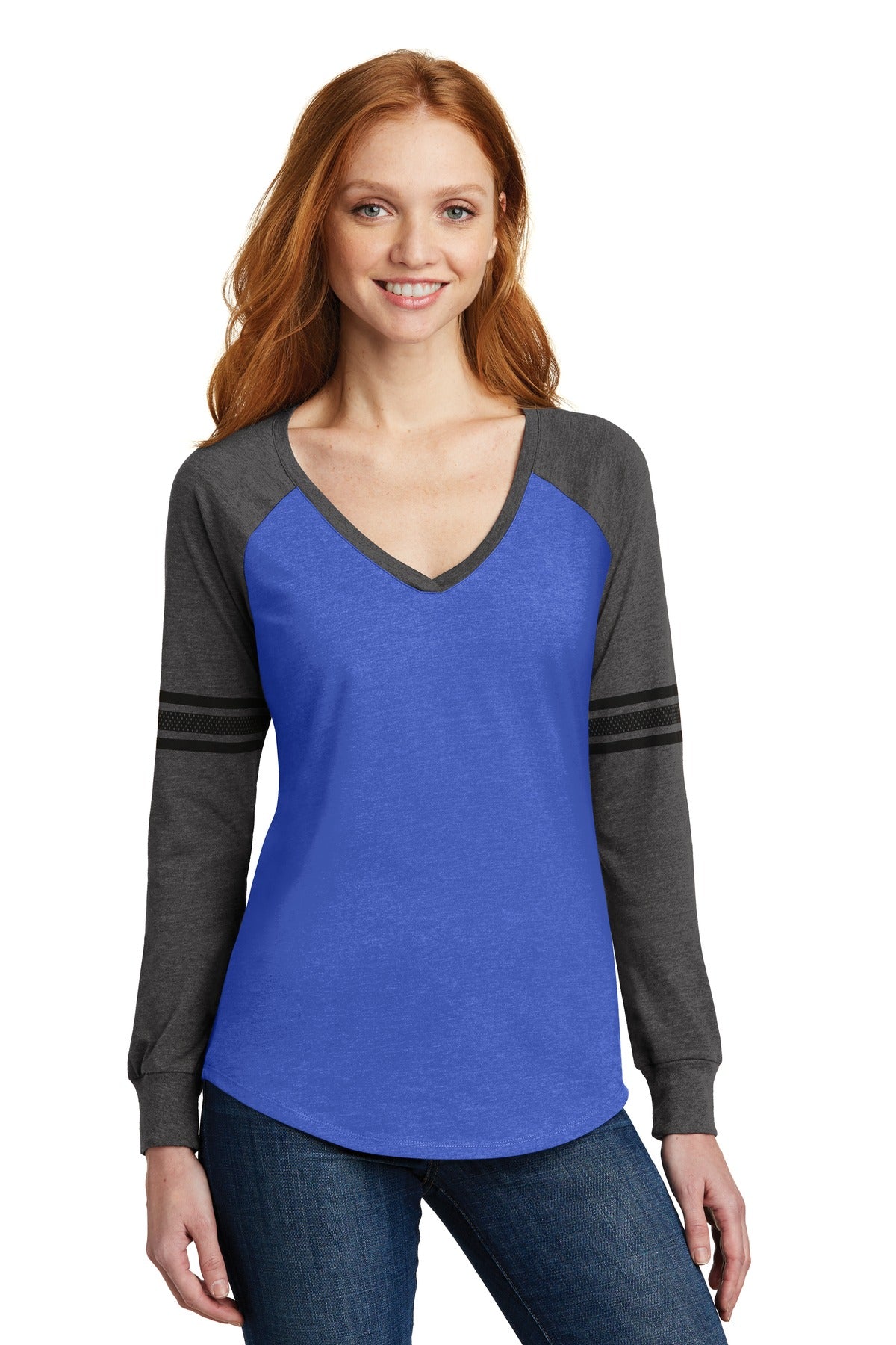 District ® Women&#39;s Game Long Sleeve V-Neck Tee. DM477