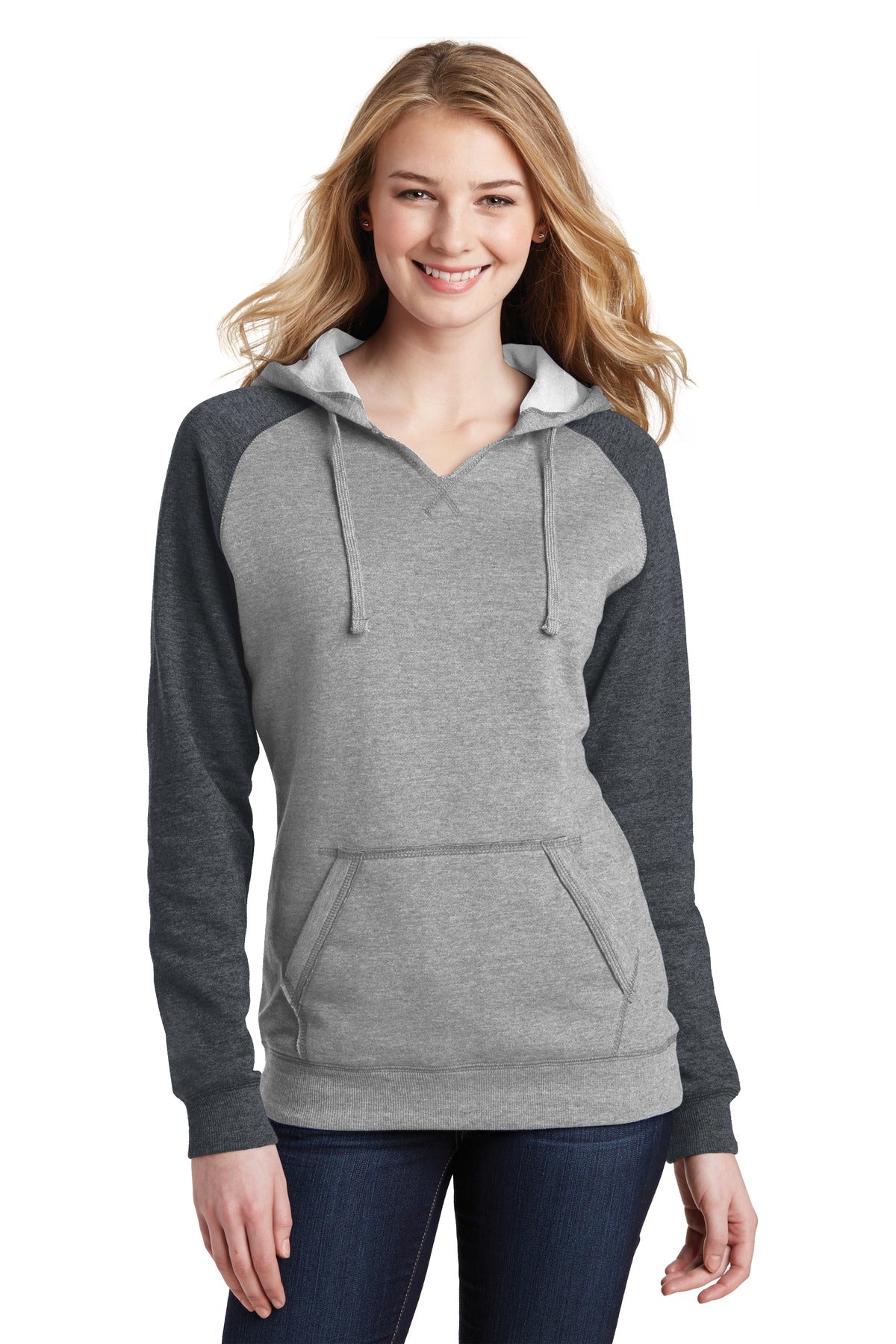 District® Women&#39;s Lightweight Fleece Raglan Hoodie.  DT296