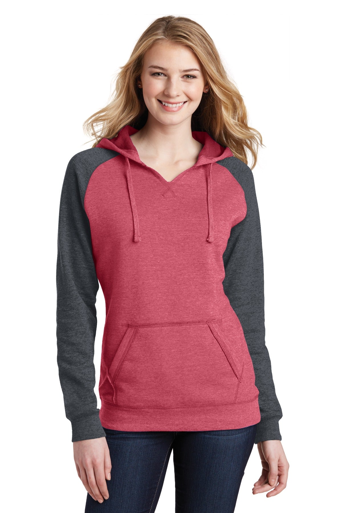 District® Women&#39;s Lightweight Fleece Raglan Hoodie.  DT296