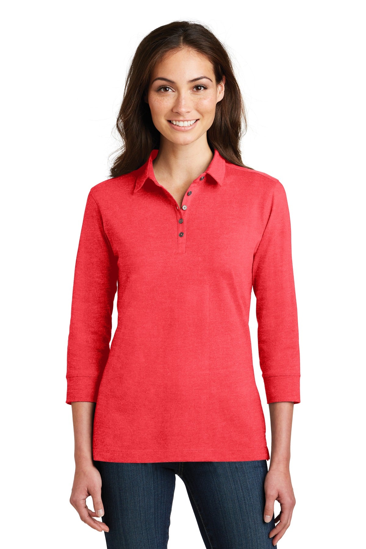 Port Authority® Ladies 3/4-Sleeve Meridian Cotton Blend Polo. L578