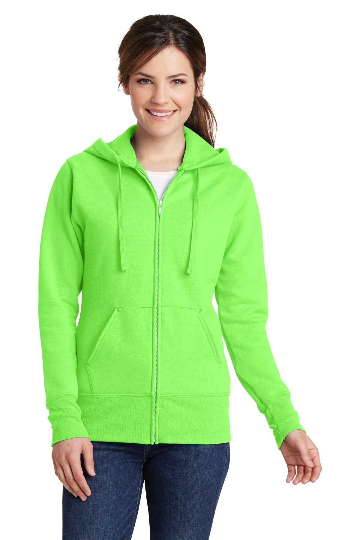 Port &amp; Company® Ladies Core Fleece Full-Zip Hooded Sweatshirt. LPC78ZH