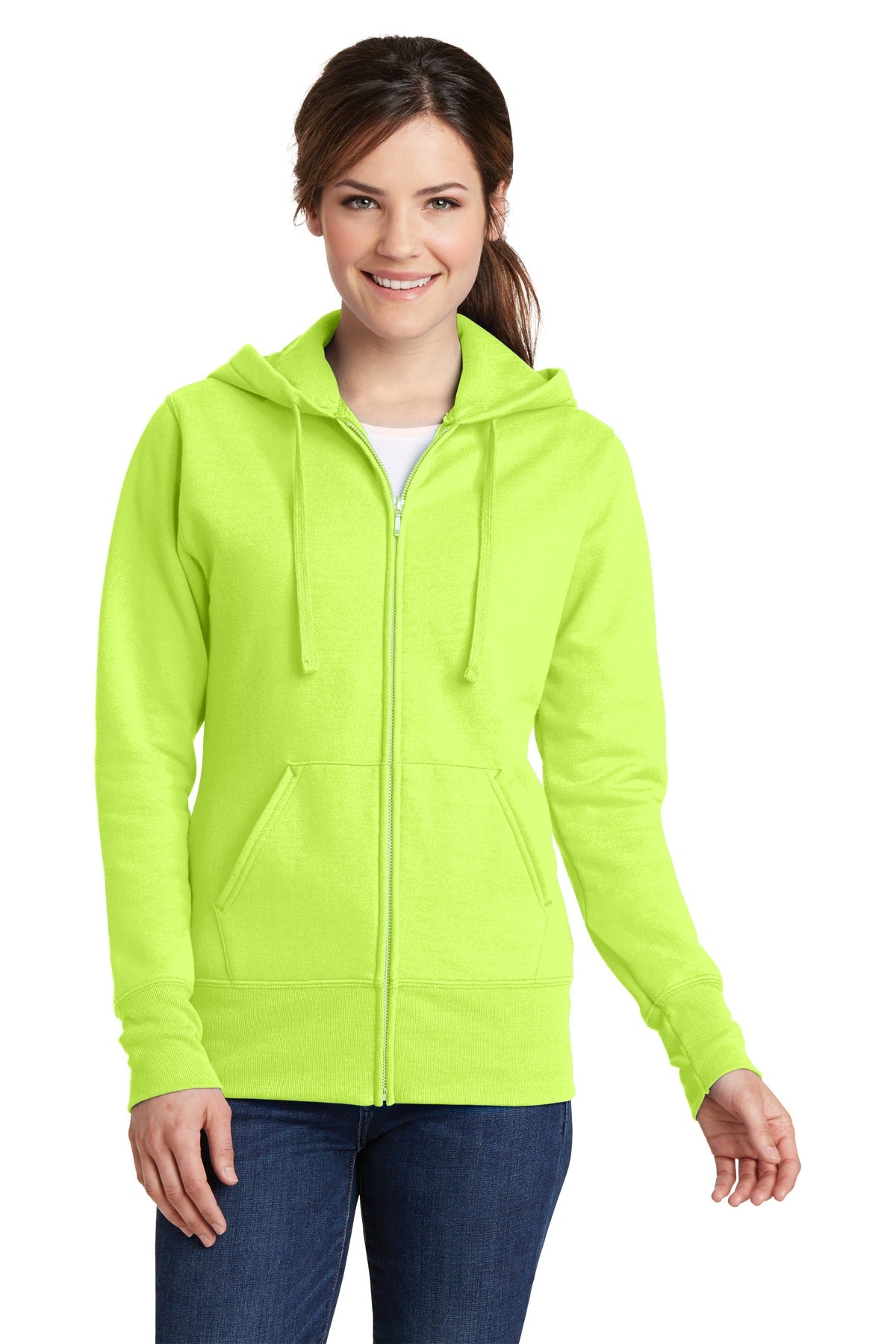 Port &amp; Company® Ladies Core Fleece Full-Zip Hooded Sweatshirt. LPC78ZH