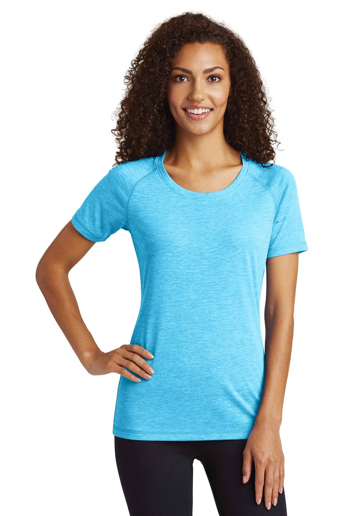 Sport-Tek ® Ladies PosiCharge ® Tri-Blend Wicking Scoop Neck Raglan Tee. LST400