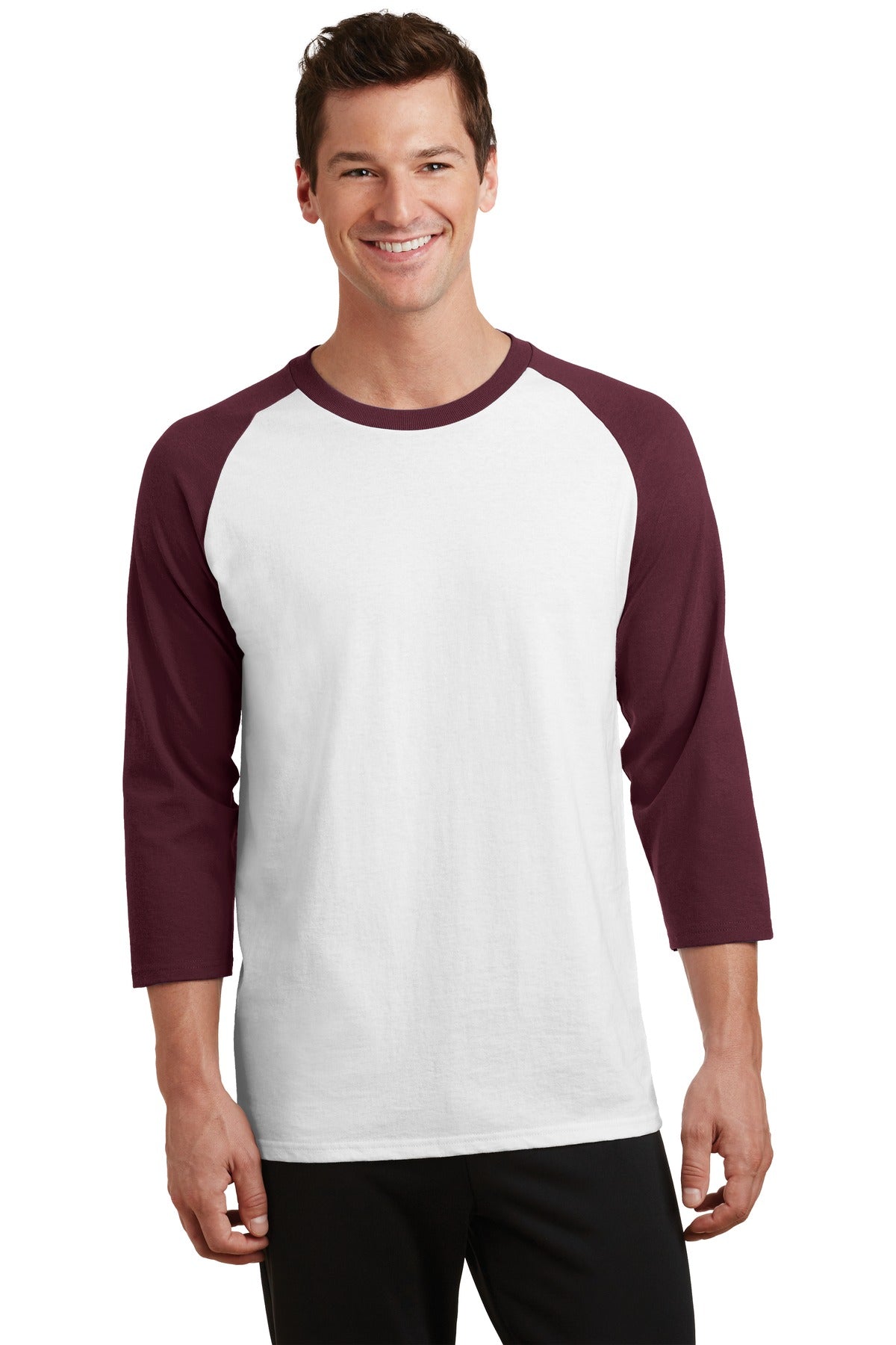 Port &amp; Company® Core Blend 3/4-Sleeve Raglan Tee. PC55RS