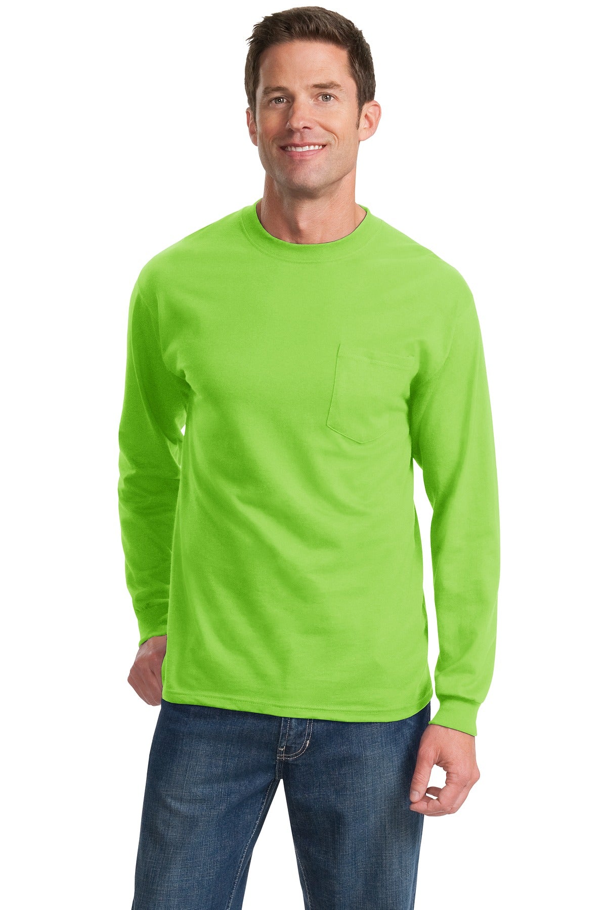 Port &amp; Company® Tall Long Sleeve Essential Pocket Tee. PC61LSPT