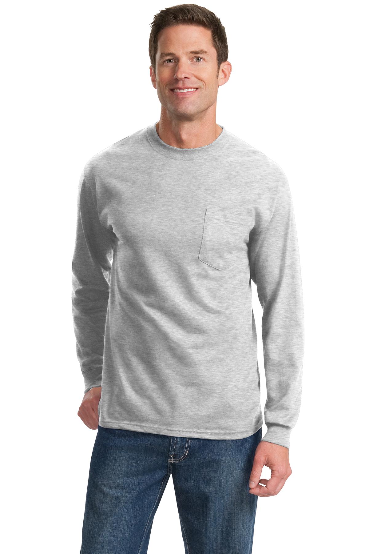 Port &amp; Company® - Long Sleeve Essential Pocket Tee.  PC61LSP