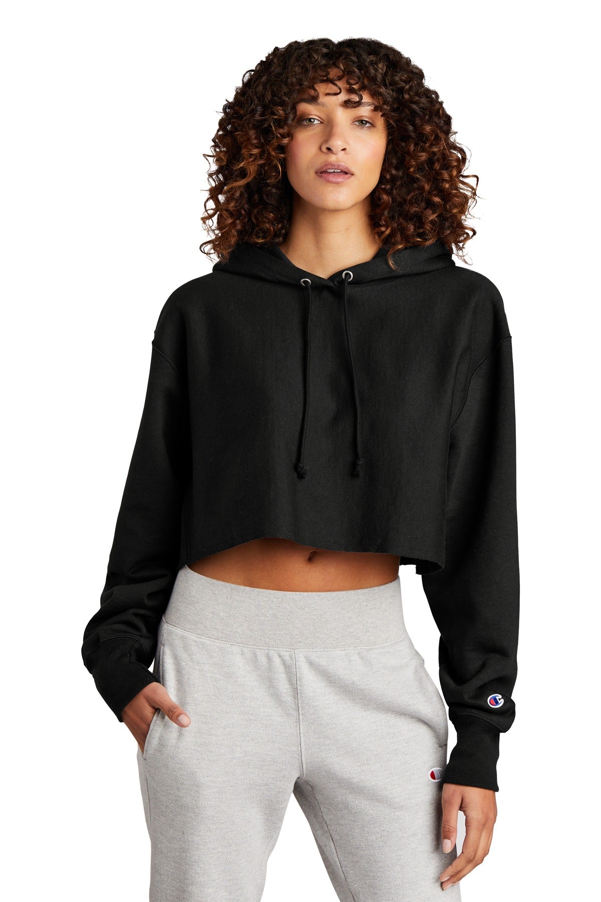 Champion ®  Women&#39;s Reverse Weave ®  Cropped Cut-Off Hooded Sweatshirt RW01W