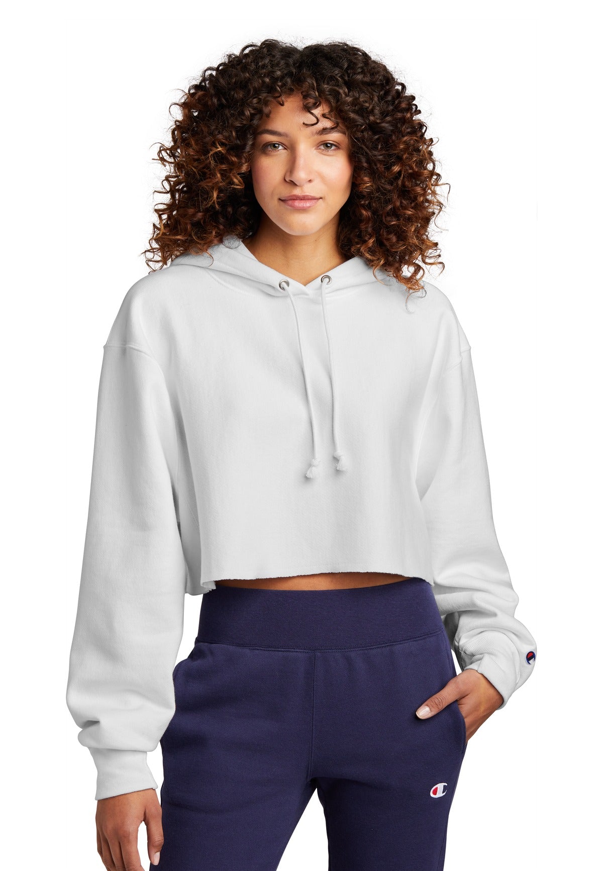 Champion ®  Women&#39;s Reverse Weave ®  Cropped Cut-Off Hooded Sweatshirt RW01W