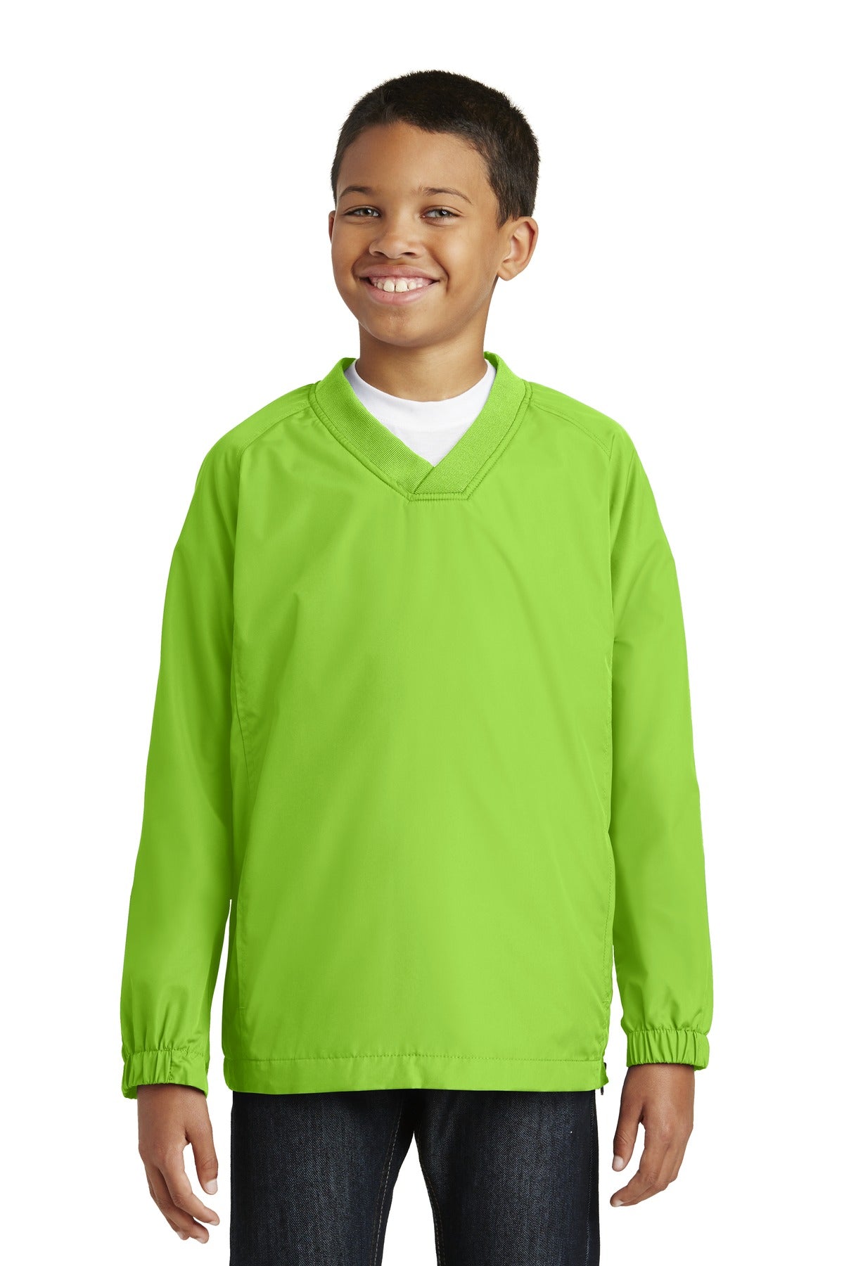 Sport-Tek® Youth V-Neck Raglan Wind Shirt. YST72