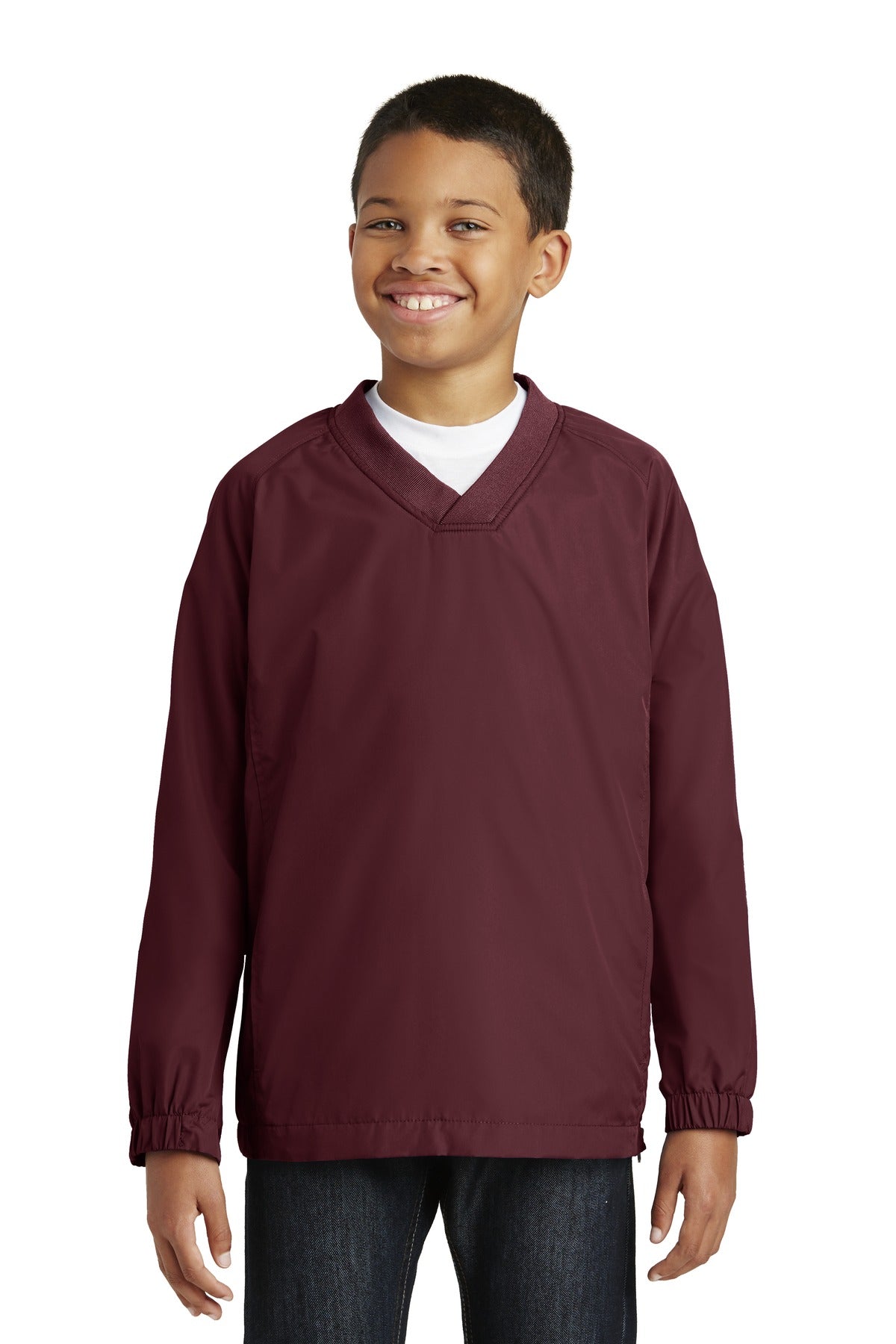 Sport-Tek® Youth V-Neck Raglan Wind Shirt. YST72